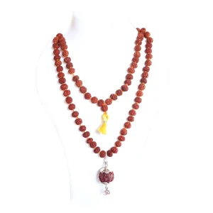 61Pboc6BWJL.webp 5 Mukhi Silver Rudraksha Mala - with Natural 5 Mukhi Rudraksha Pendant